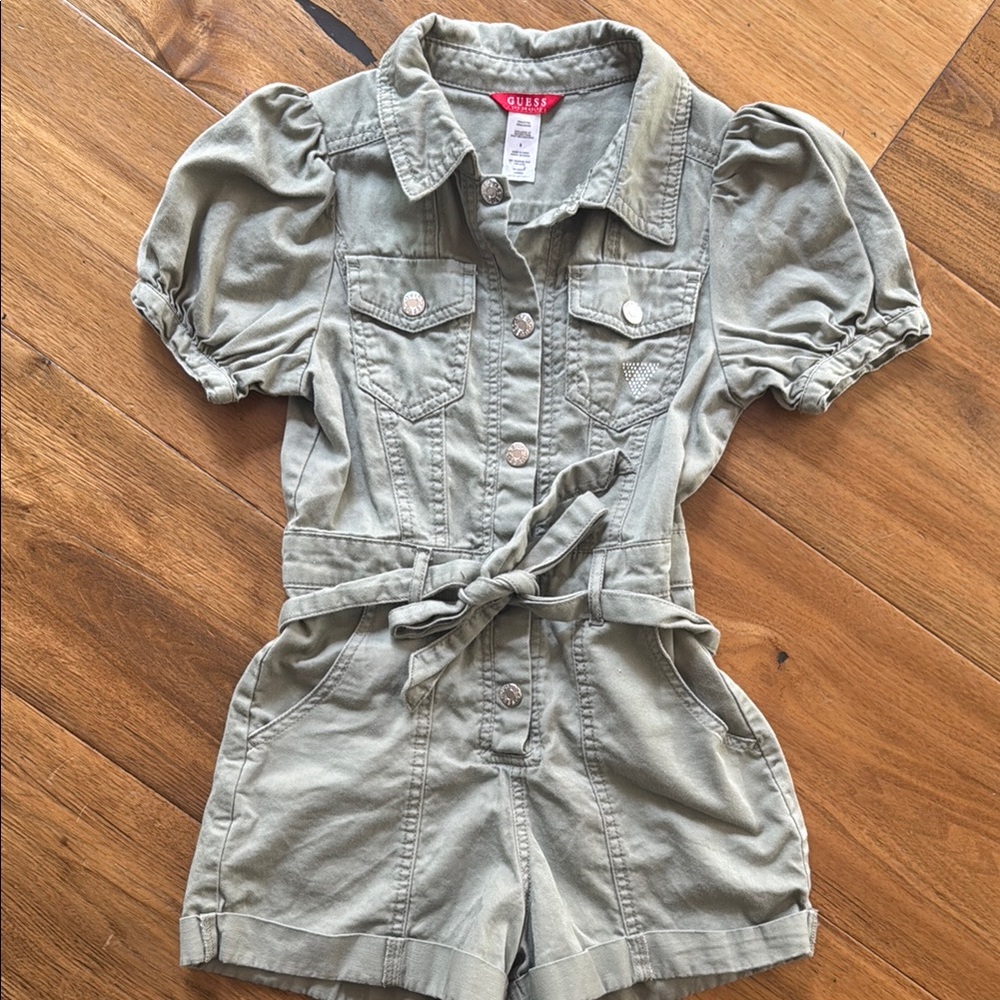 Guess kids Olive Green Short Sleeve Romper-Gently Worn